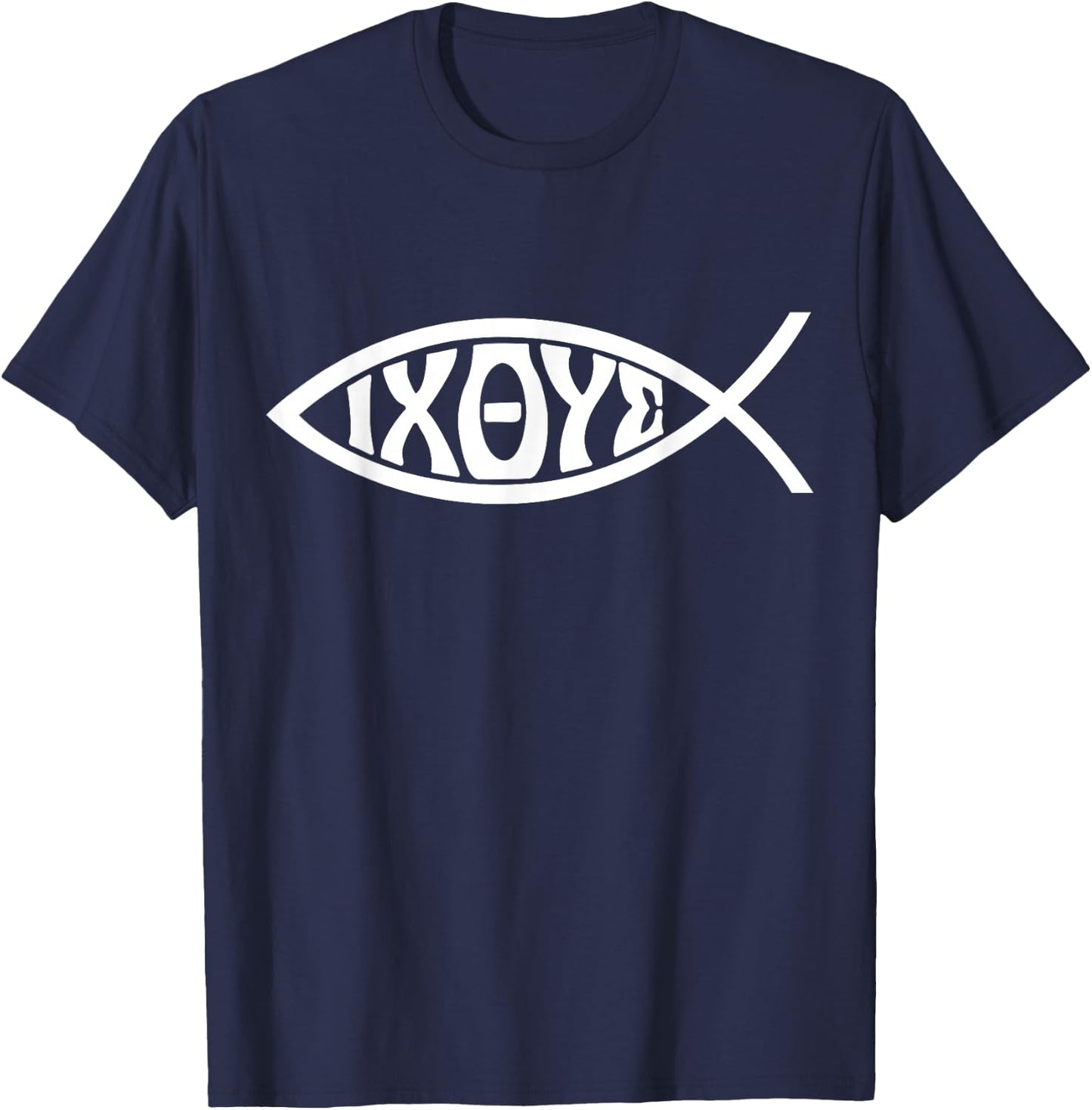 Ichthys or Ichtus IXOYE Christian Fish T-Shirt - T-Shirt | Navy