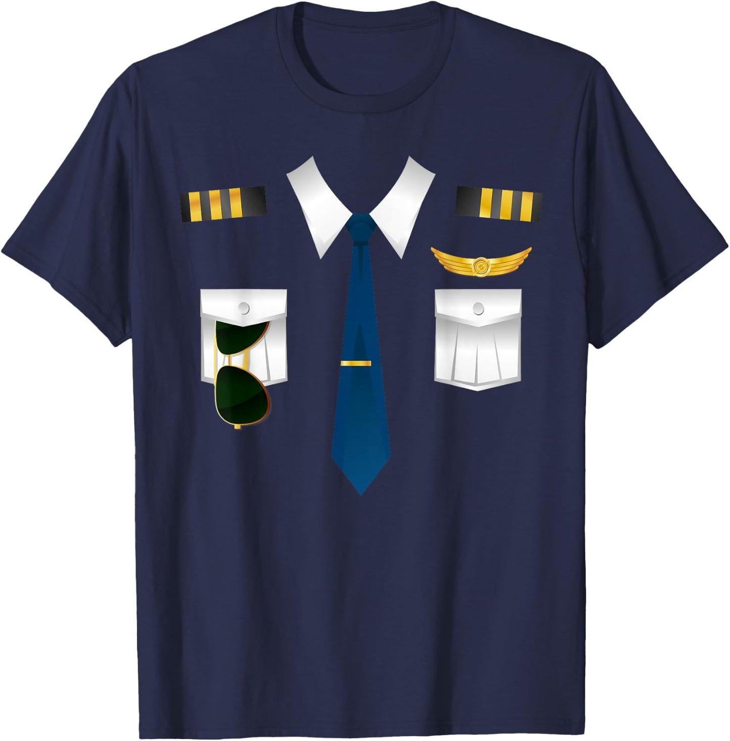 Pilot Uniform Costume Airplane Aviation Flying Airline Gift T-Shirt - T-Shirt | Navy