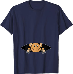 Monkey in the Belly - Pregnancy Announcing Pregnant Mum T-Shirt - T-Shirt | Navy