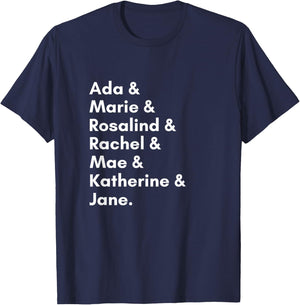 Famous Women in Science and Mathematics STEM Teacher Teen Adult T-Shirt - T-Shirt | Navy