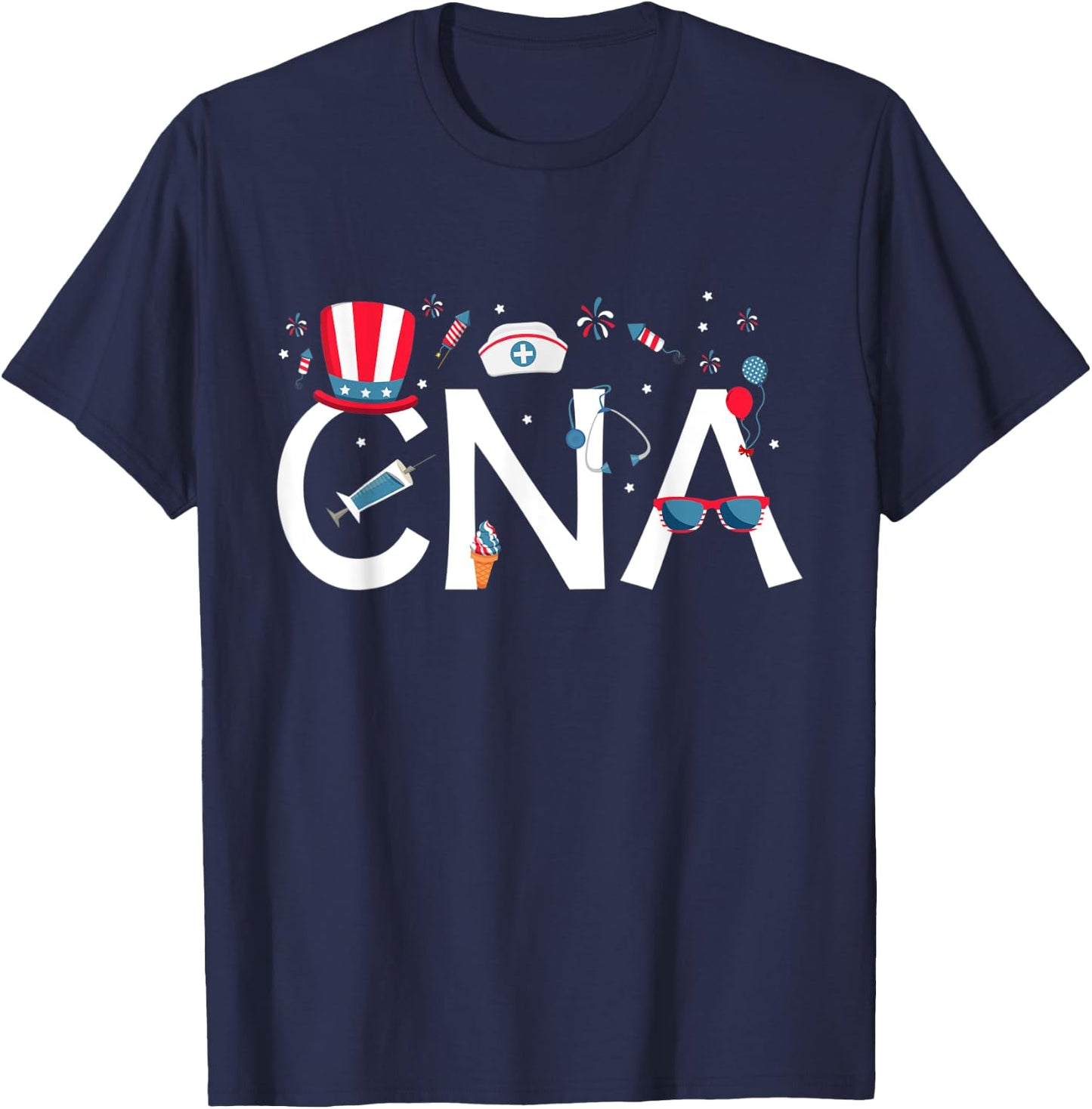 American CNA 4th of July Nursing Certified Nursing Assistant Women Kids Men T-Shirt - T-Shirt | Navy