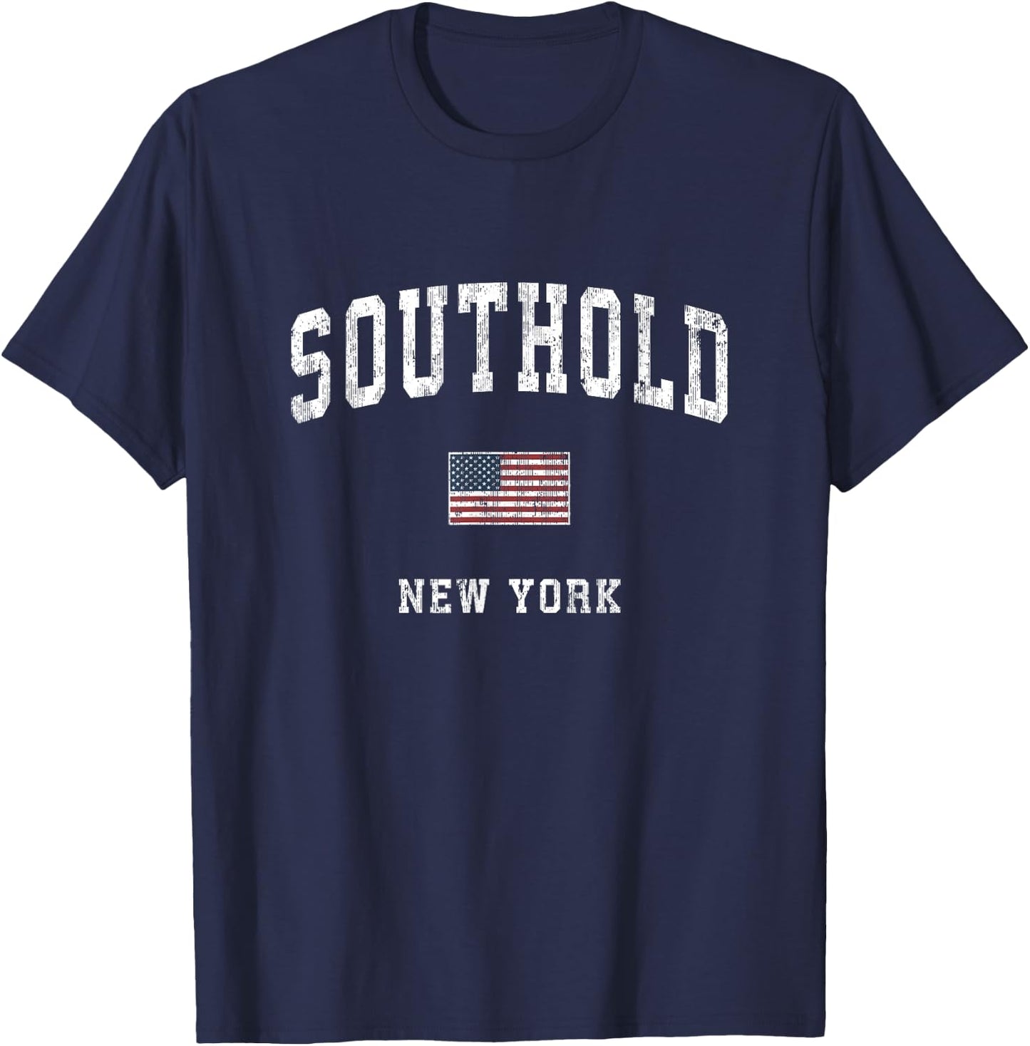Southold New York NY Vintage American Flag Sports Design T-Shirt - T-Shirt | Navy