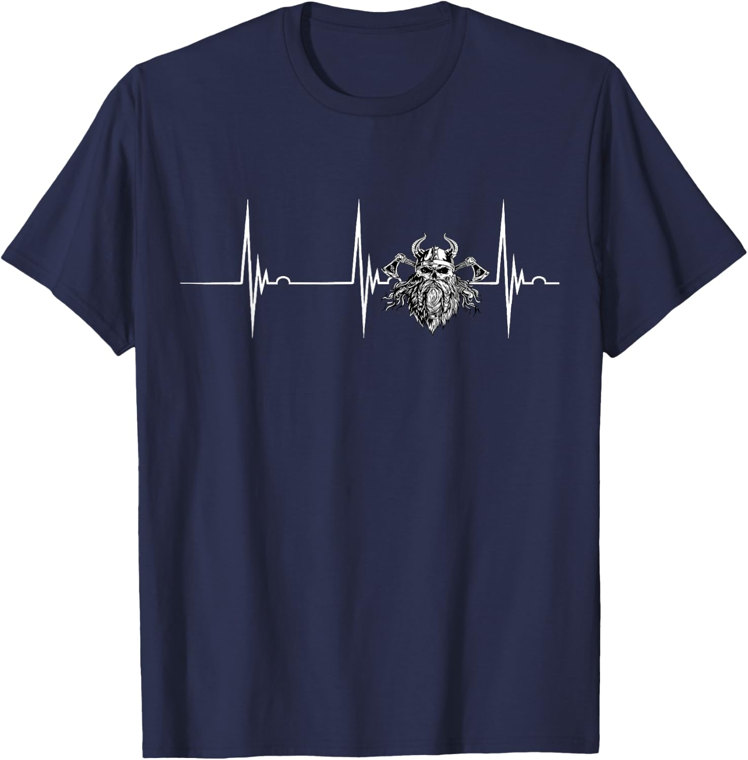 Valhalla Odin Heartbeat EKG Pulse Viking Warrior Pagan T-Shirt - T-Shirt | Navy