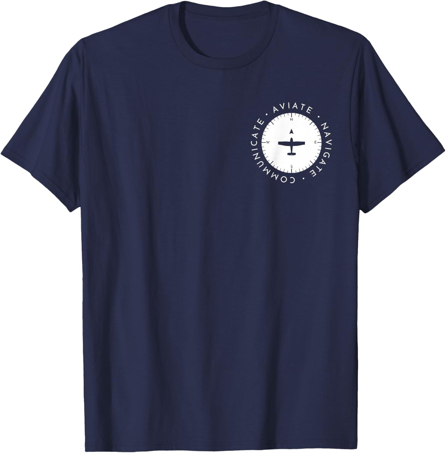 Modern Aviator Pilot Aviate, Navigate Communicate Heading T-Shirt - T-Shirt | Navy