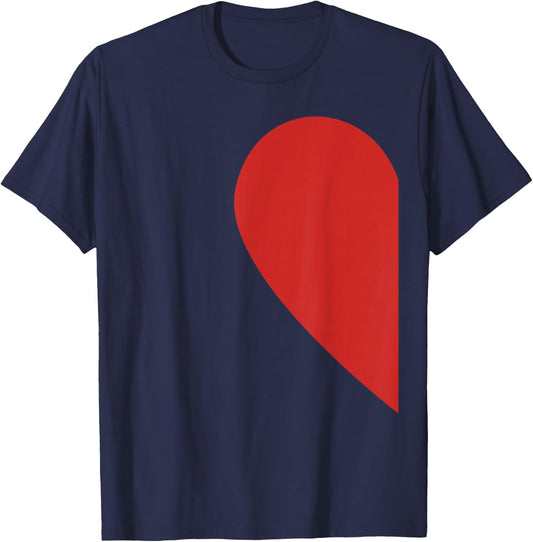 Matching Half Heart Red Valentines Day Twin T Shirt T-Shirt - T-Shirt | Navy