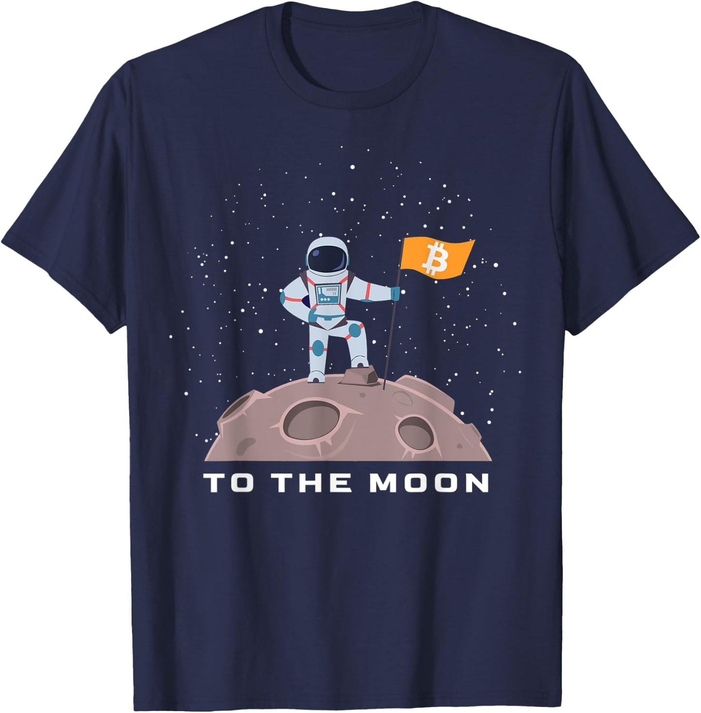 Bitcoin to the moon BTC Crypto Astronaut with BTC Flag T-Shirt - T-Shirt | Navy