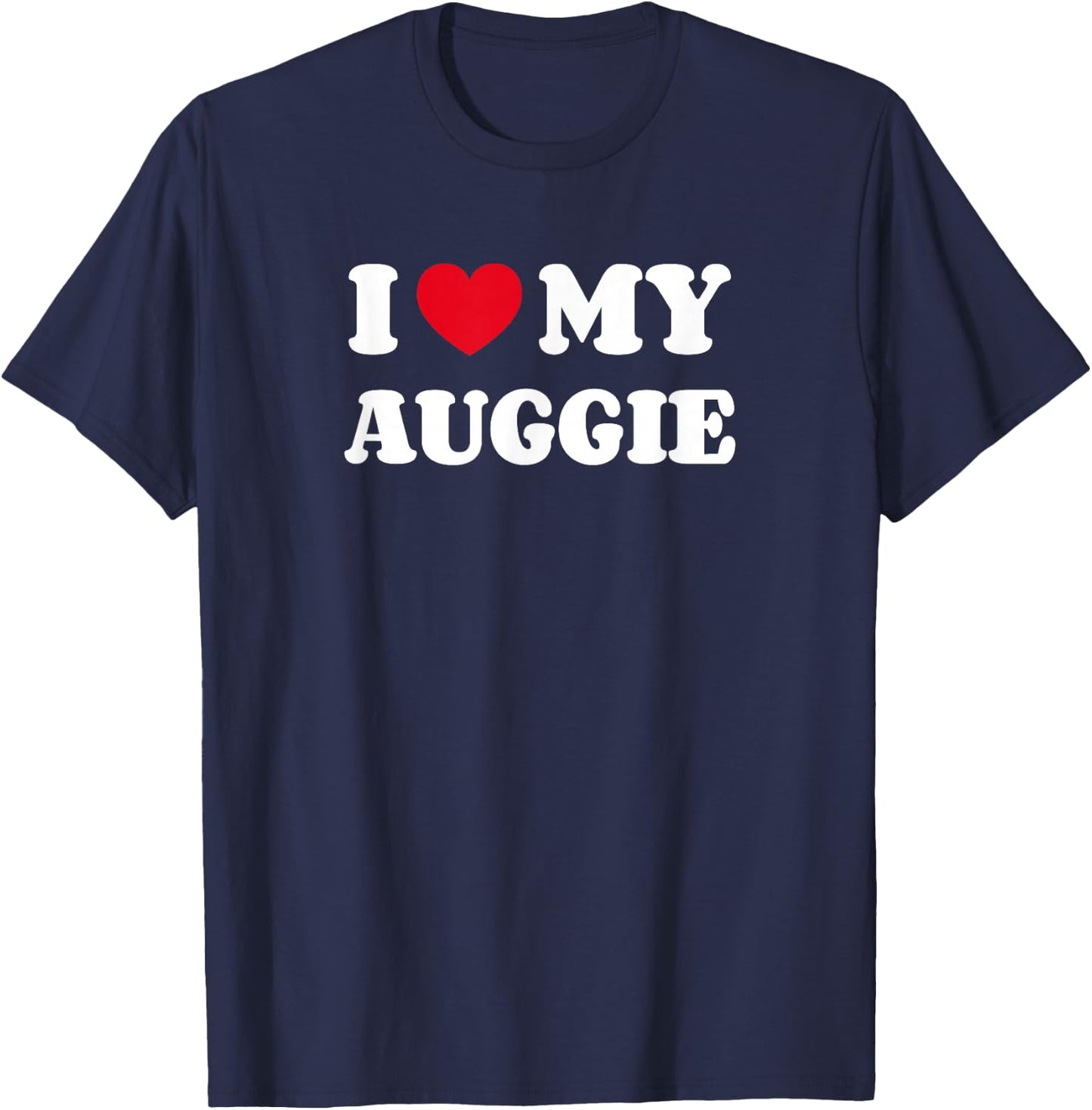 Auggies I Love My Auggie Dog Owner Heart T-Shirt - T-Shirt | Navy