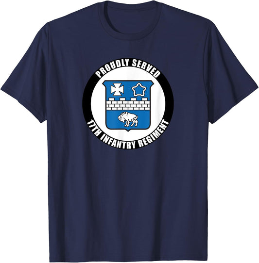 Proudly Served 17th Infantry Regiment Army Veteran Military T-Shirt - T-Shirt | Navy