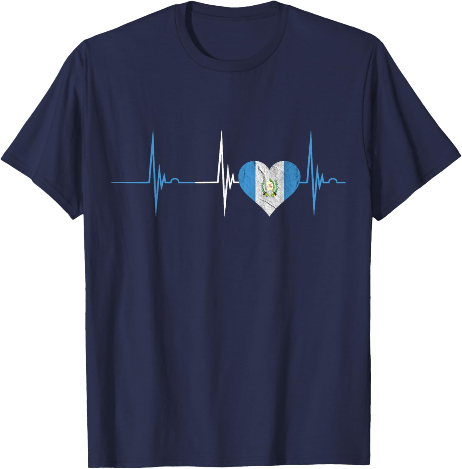 Guatemala Heartbeat EKG Pulse Guatemalan Heart Mayan Chapin T-Shirt - T-Shirt | Navy