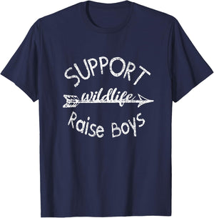 Support Wildlife Raise Boys Outfit - Funny Mother's Day Gift T-Shirt - T-Shirt | Navy