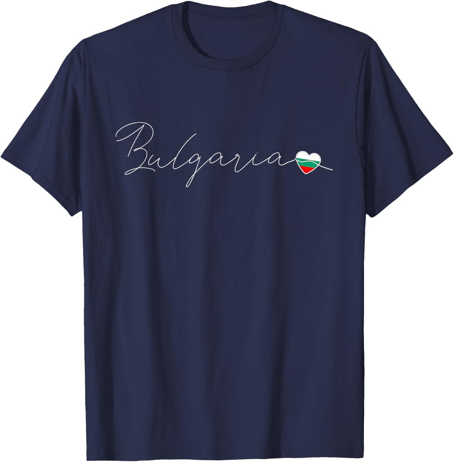 Balgarija Love Bulgarian Flag and Heart on Bulgaria T-Shirt - T-Shirt | Navy