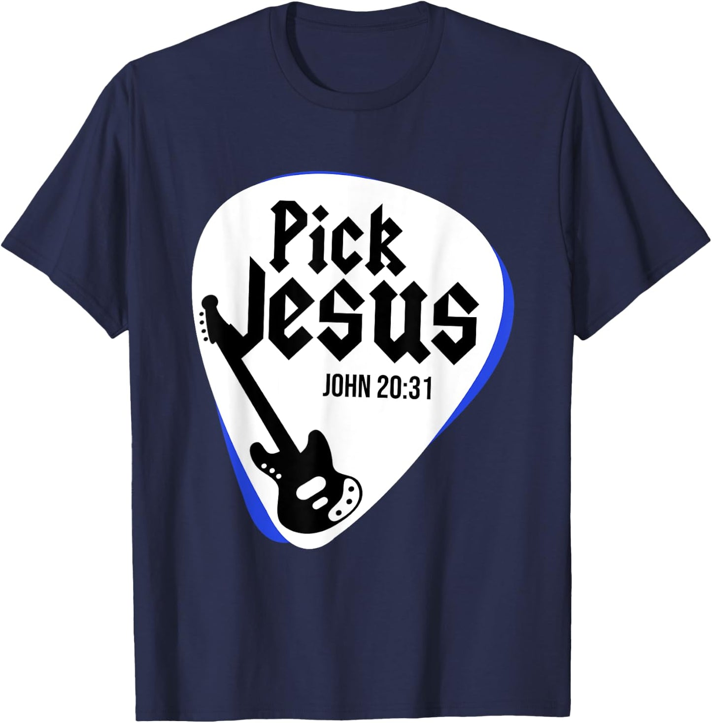 Jesus Christ Guitar Religion Christianity Catholic God T-Shirt - T-Shirt | Navy