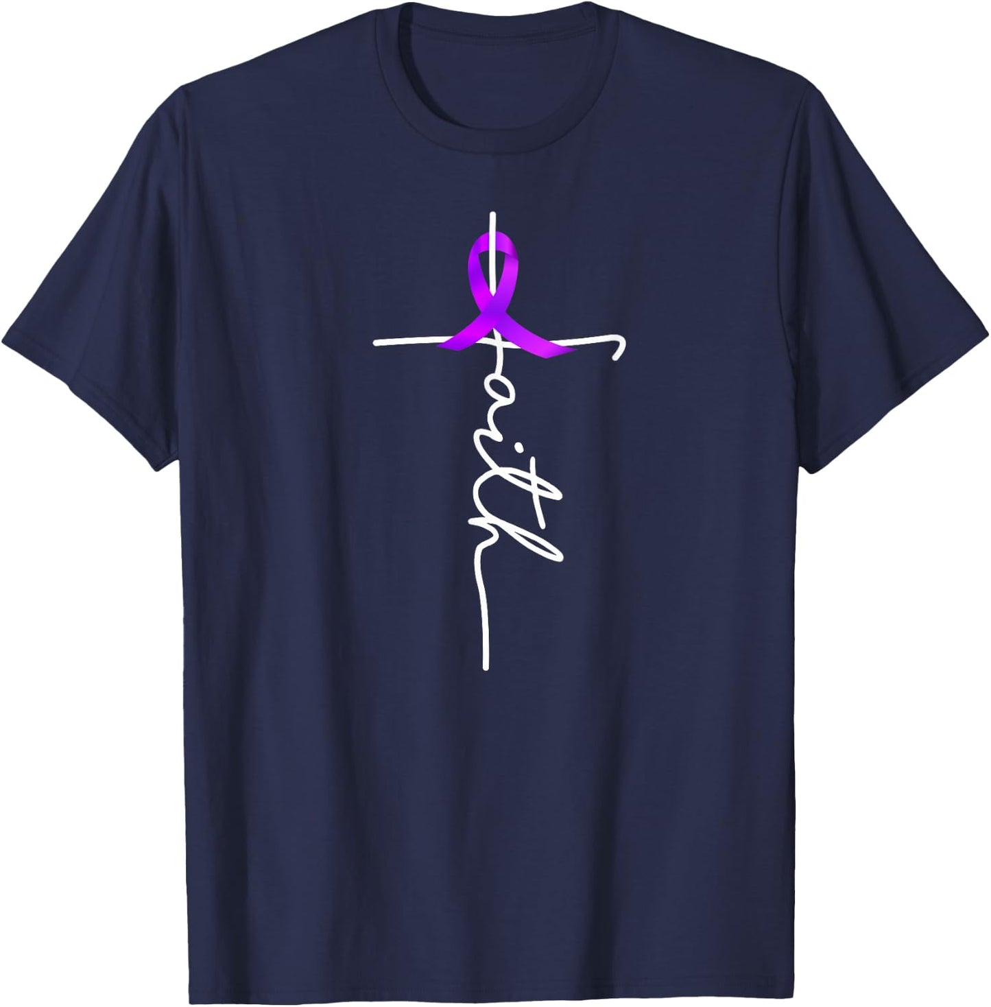 Epilepsy Awareness Ribbon Faith T-Shirt - T-Shirt | Navy