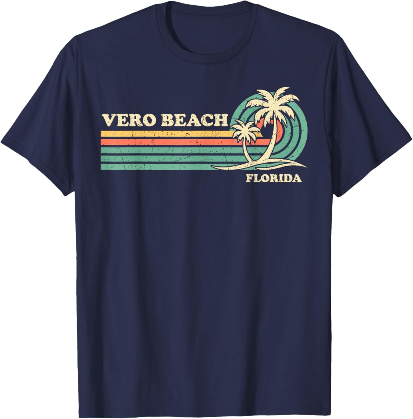 Vintage Retro Summer Vacation Florida Vero Beach Men Women Kids T-Shirt - T-Shirt | Navy