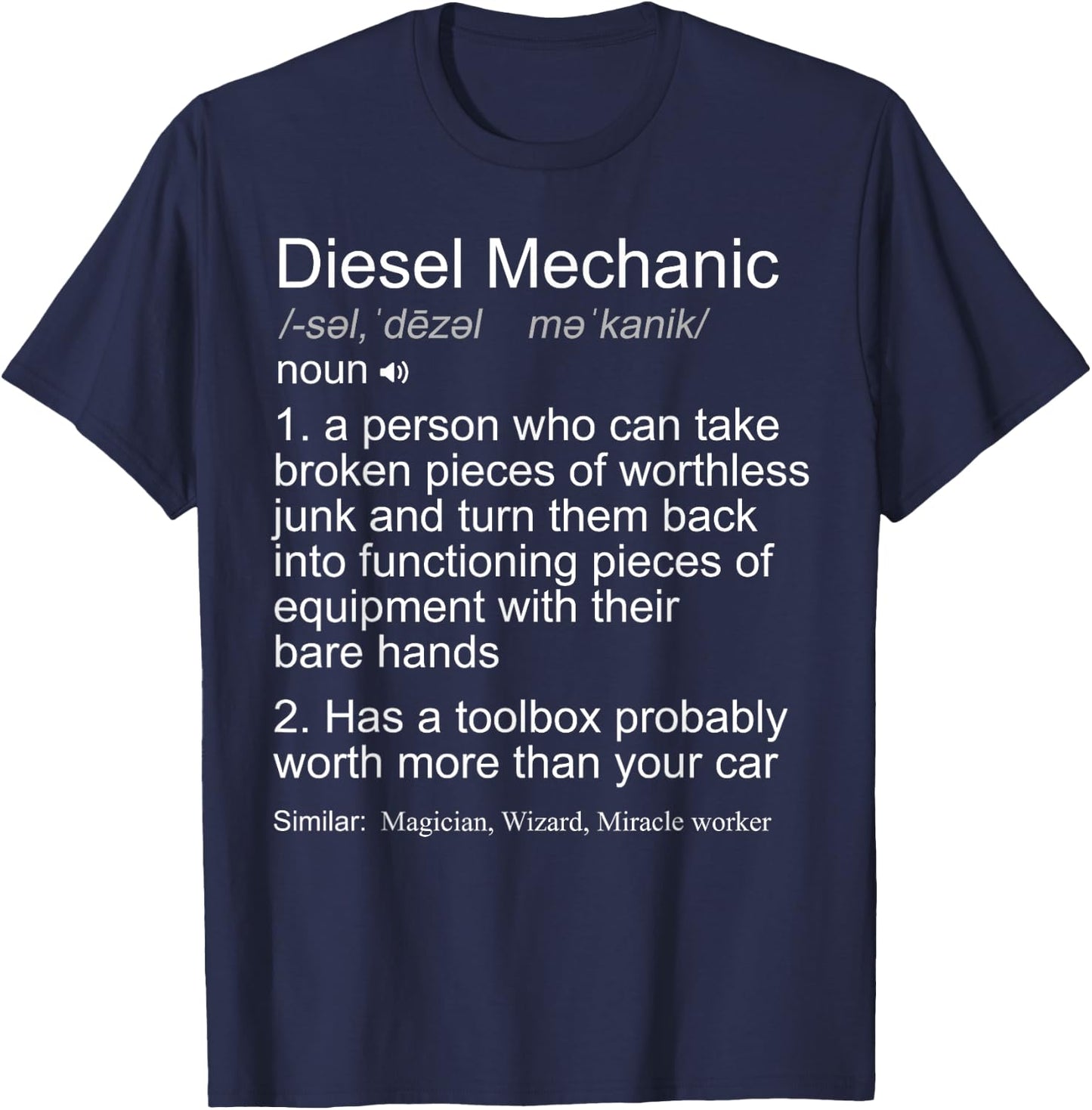 Funny Diesel Mechanic Definition Gift T-Shirt - T-Shirt | Navy