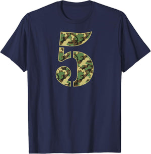 5th Birthday Soldier 5 Year Old Military Themed Camo T-Shirt - T-Shirt | Navy