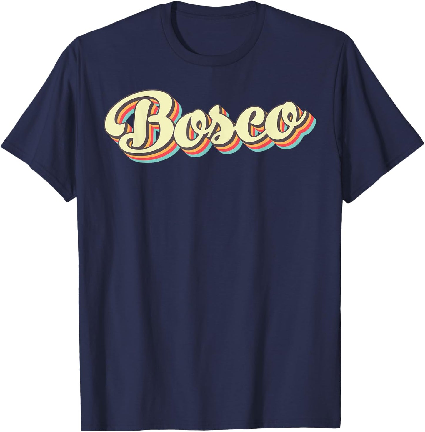 Bosco Retro Art Baseball Font Vintage T-Shirt - T-Shirt | Navy