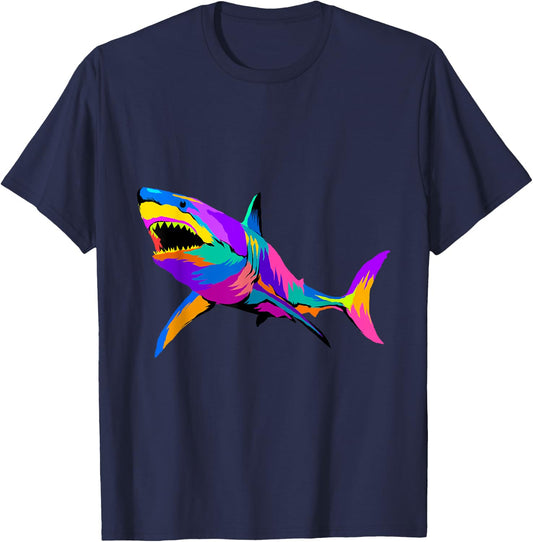 Pop Art Shark Shirt Marine Biology Sea Animal Shark Lover T-Shirt - T-Shirt | Navy
