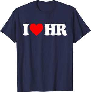 I Love HR Red Heart Human Resources Appreciation T-Shirt - T-Shirt | Navy