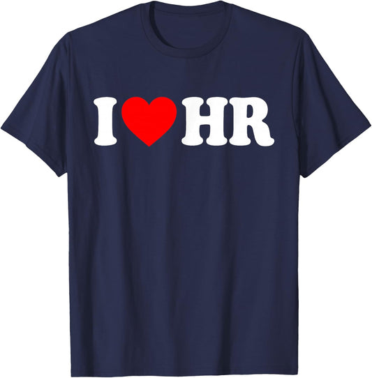 I Love HR Red Heart Human Resources Appreciation T-Shirt - T-Shirt | Navy