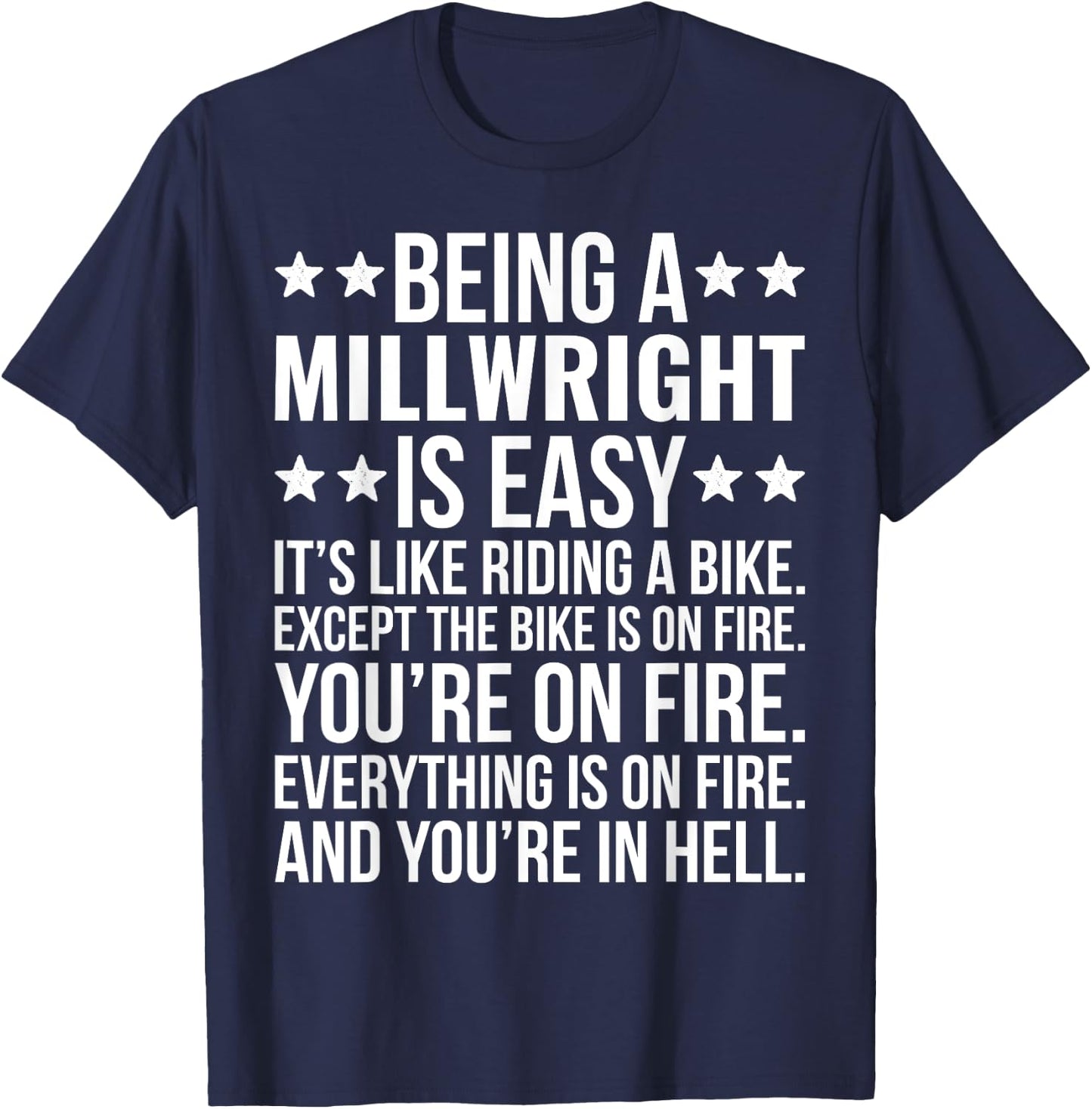 Being Millwright Is Easy Funny Sarcastic Industrial Mechanic T-Shirt - T-Shirt | Navy