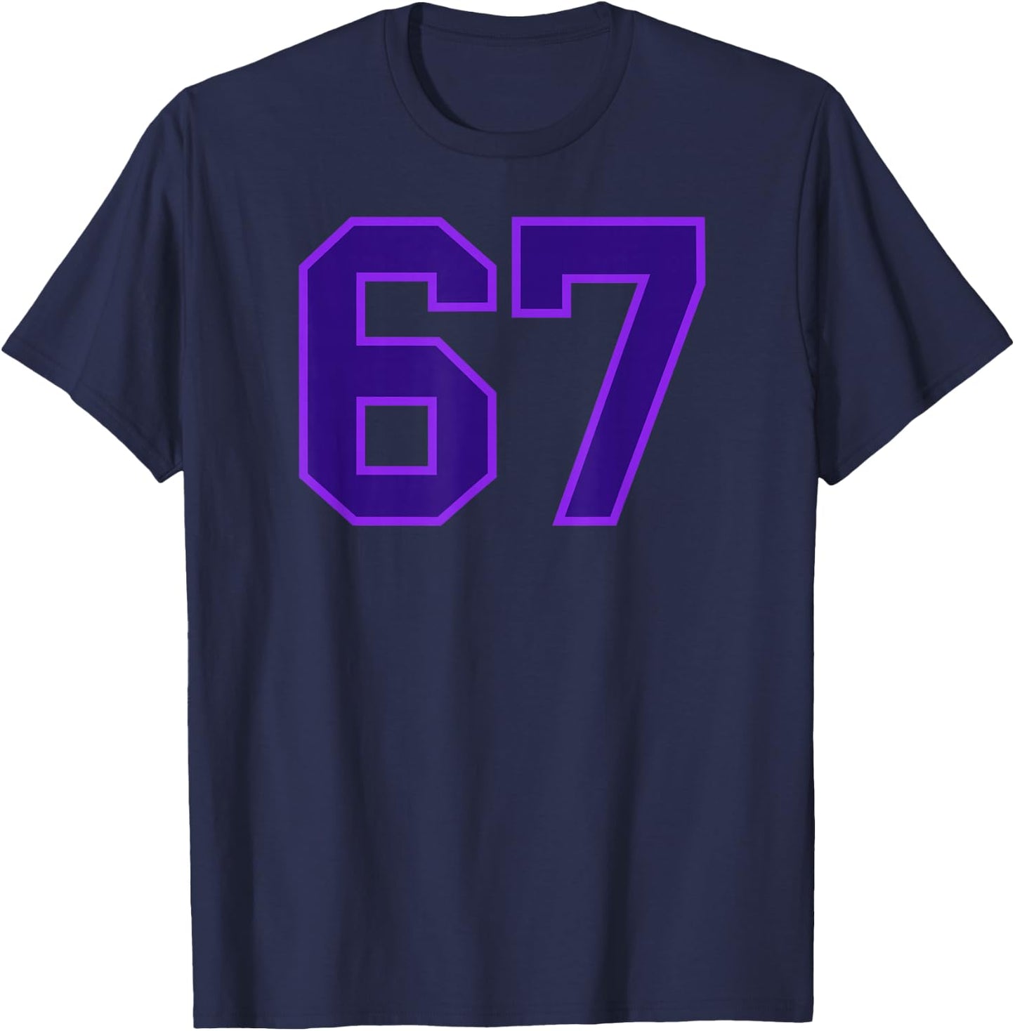 Purple Sports Team Number 67 T-Shirt - T-Shirt | Navy