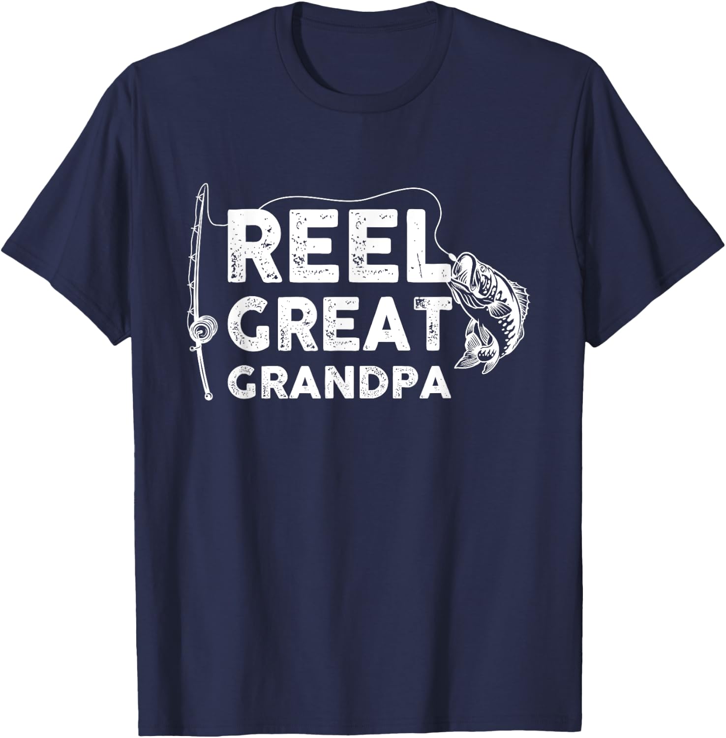 Reel Great Grandpa Fishing Daddy or Fisherman Grandpa T-Shirt - T-Shirt | Navy