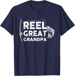 Reel Great Grandpa Fishing Daddy or Fisherman Grandpa T-Shirt - T-Shirt | Navy