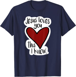 Jesus Love You This I Know! Bright, fun, bold, Christian T-Shirt - T-Shirt | Navy
