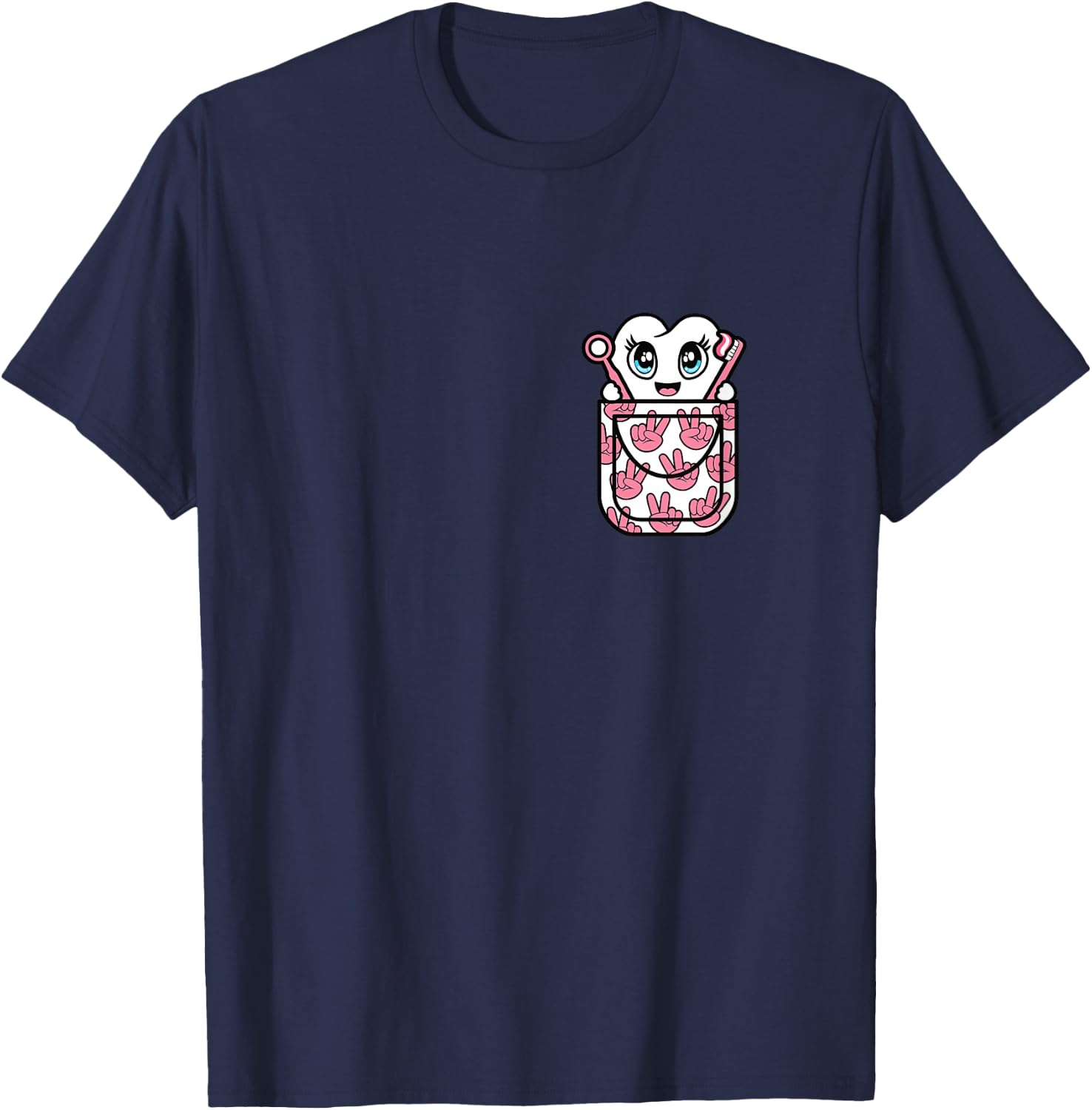 Funny Tooth Pocket Dental Hygienist Dentist Women Girls T-Shirt - T-Shirt | Navy