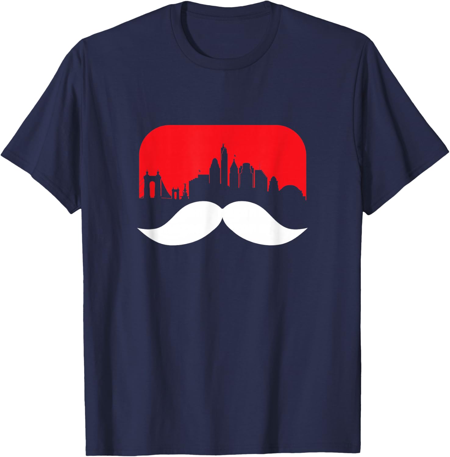Cincinnati Moustache Shirt & Red Cincinnati Skyline Redlegs T-Shirt - T-Shirt | Navy