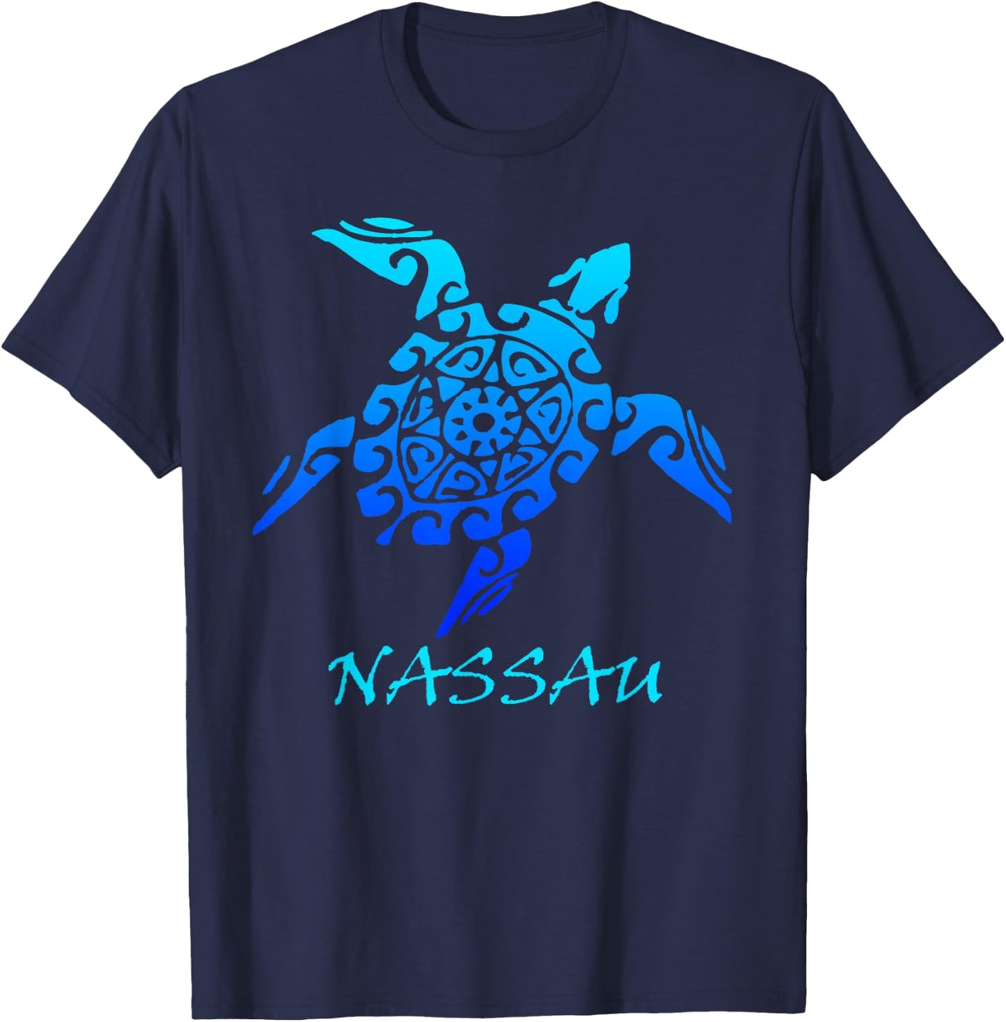 Nassau Bahamas Vintage Retro Tribal Sea Turtle Vacation T-Shirt - T-Shirt | Navy