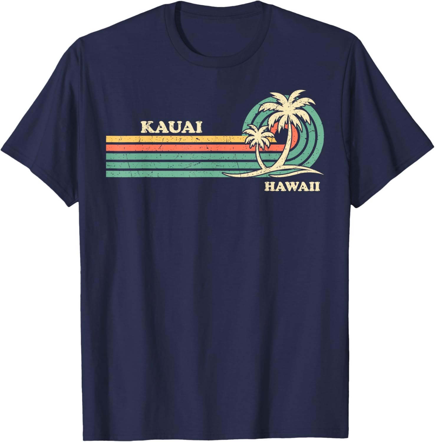 Funny Vintage Retro Summer Vacation Hawaii Kauai Beach T-Shirt - T-Shirt | Navy