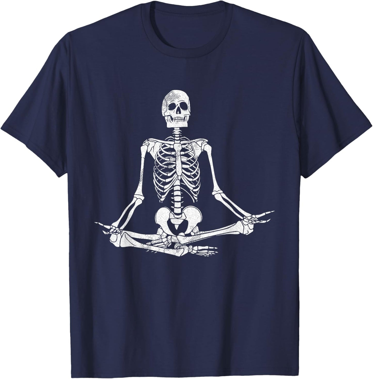 Meditating Skeleton Lazy Halloween Costume Funny Skull Yoga T-Shirt - T-Shirt | Navy