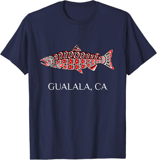 Gualala California Coho Salmon Fish Native American Indian T-Shirt - T-Shirt | Navy