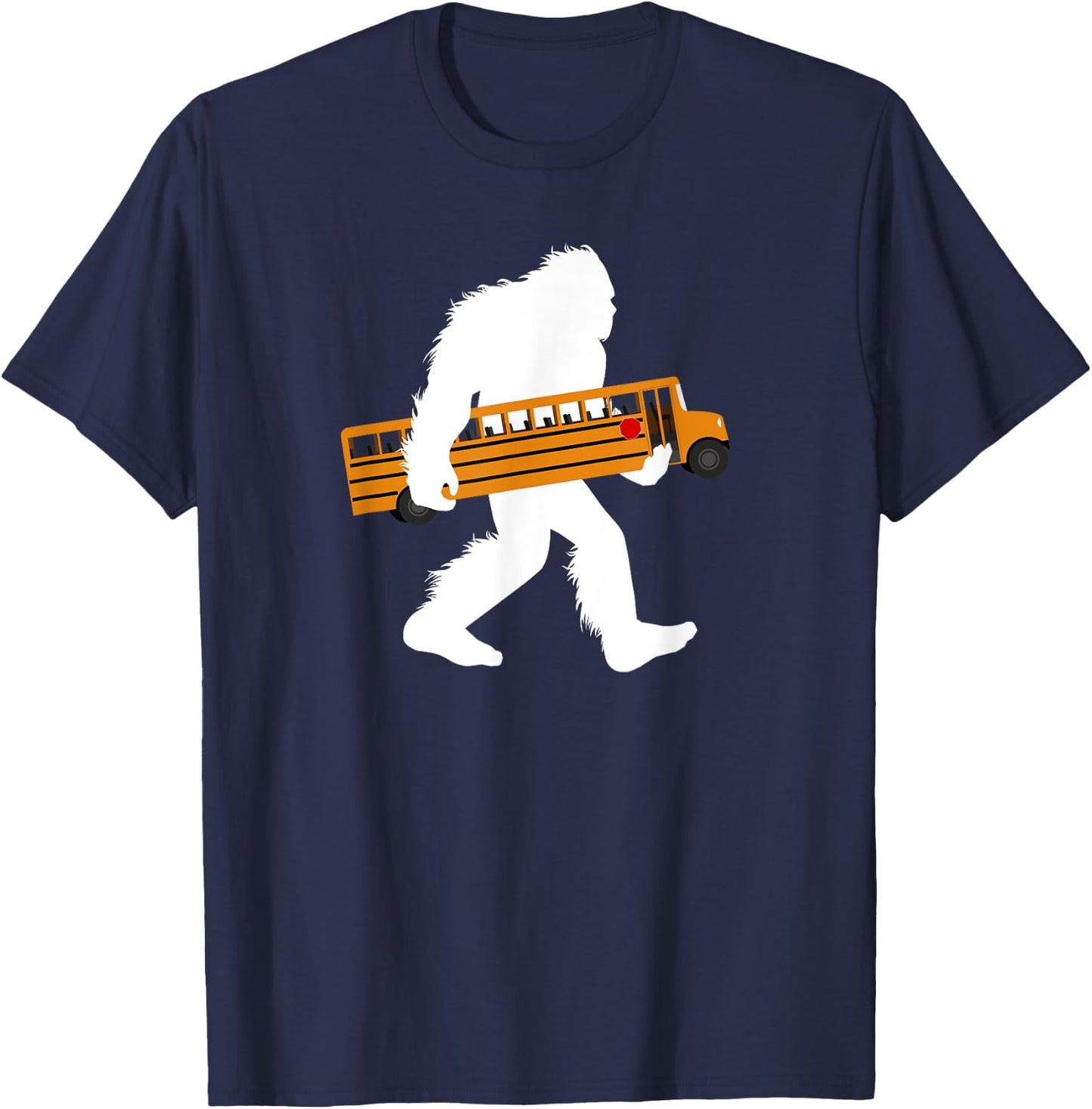 Bigfoot Carrying School Bus Sasquatch Bus Driver T-Shirt - T-Shirt | Navy