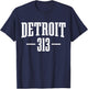 Detroit Michigan 313 Area Code Pride Retro T-Shirt - T-Shirt | Navy