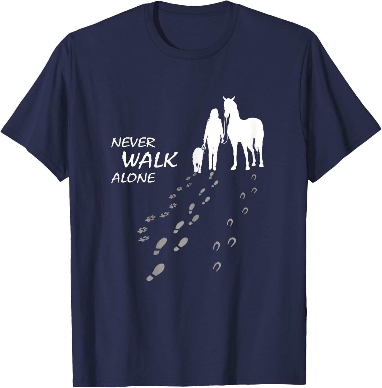 Dog horse - never walk alone - horse fan dog lover Girls Kids T-Shirt - T-Shirt | Navy