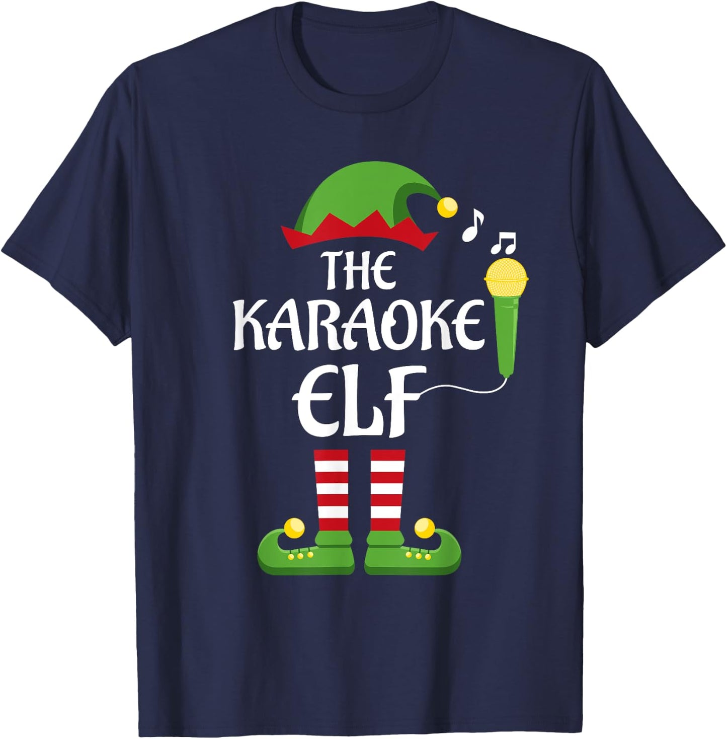 Karaoke Elf Family Matching Group Christmas Singing T-Shirt - T-Shirt | Navy