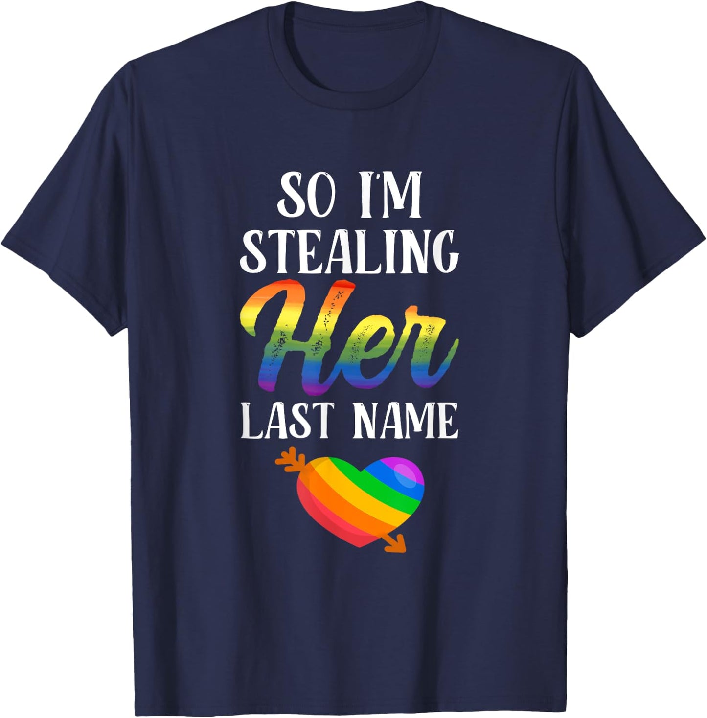 LGBTQ Pride Matching Couple Rainbow Bi Engagement Wedding T-Shirt - T-Shirt | Navy