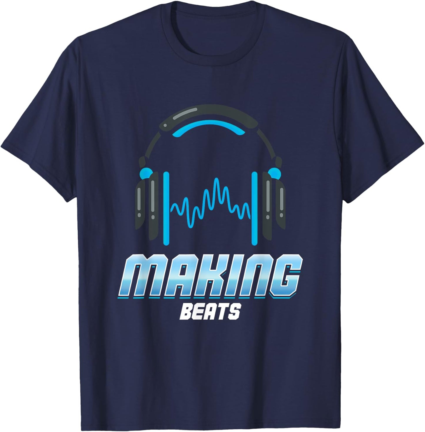 Making Beats Headphones | Music DJ | Dancing Beats T-Shirt - T-Shirt | Navy