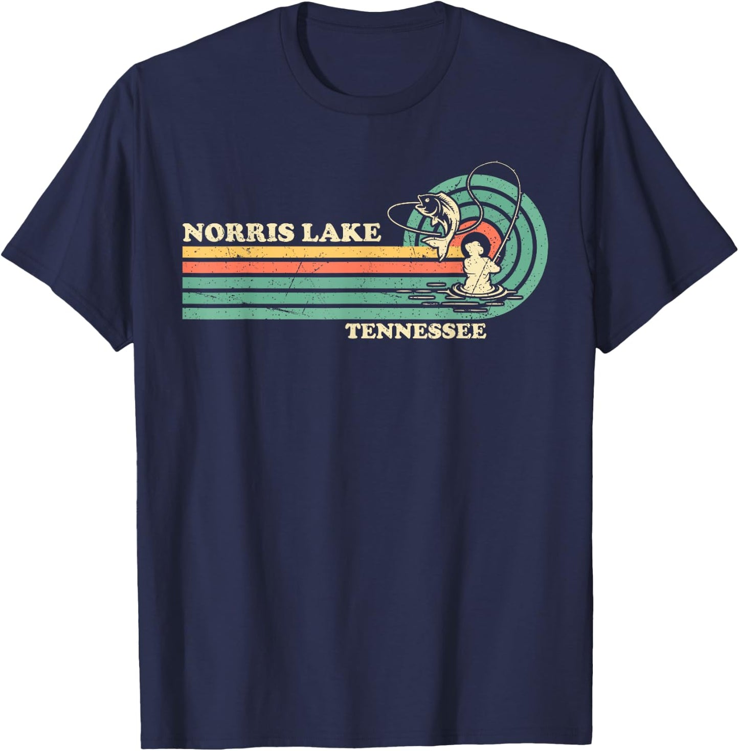 Vintage Retro Summer Fishing Tennessee Norris Lake T-Shirt - T-Shirt | Navy