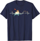Funny Kayaking Lover Heartbeat Kayak Boat Kayaker T-Shirt - T-Shirt | Navy