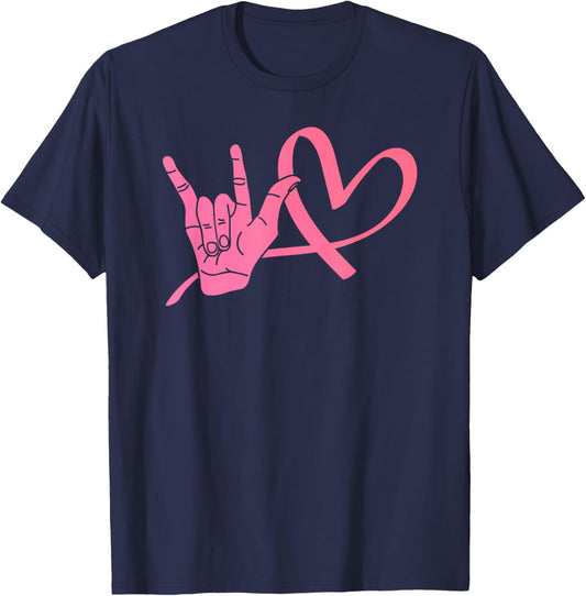 Deaf Awareness Shirts Sign Language Shirt Love ASL Teacher Women Girls Kids T-Shirt - T-Shirt | Navy