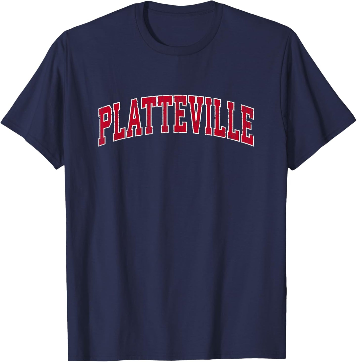 Platteville Wisconsin WI Vintage Sports Design Red Design T-Shirt - T-Shirt | Navy