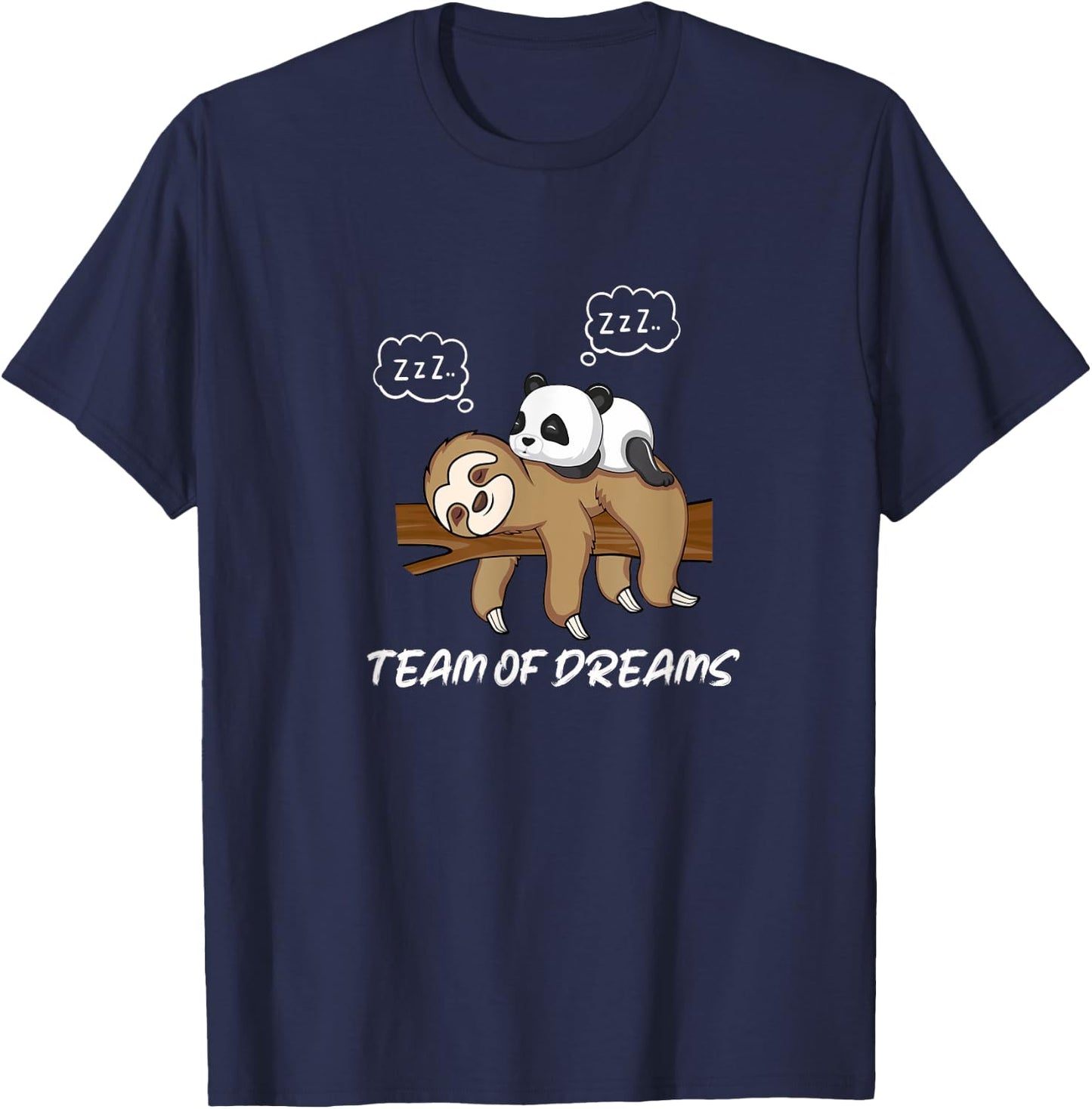 Little Panda Sleeping on Sloth Snoring Team T-Shirt - T-Shirt | Navy