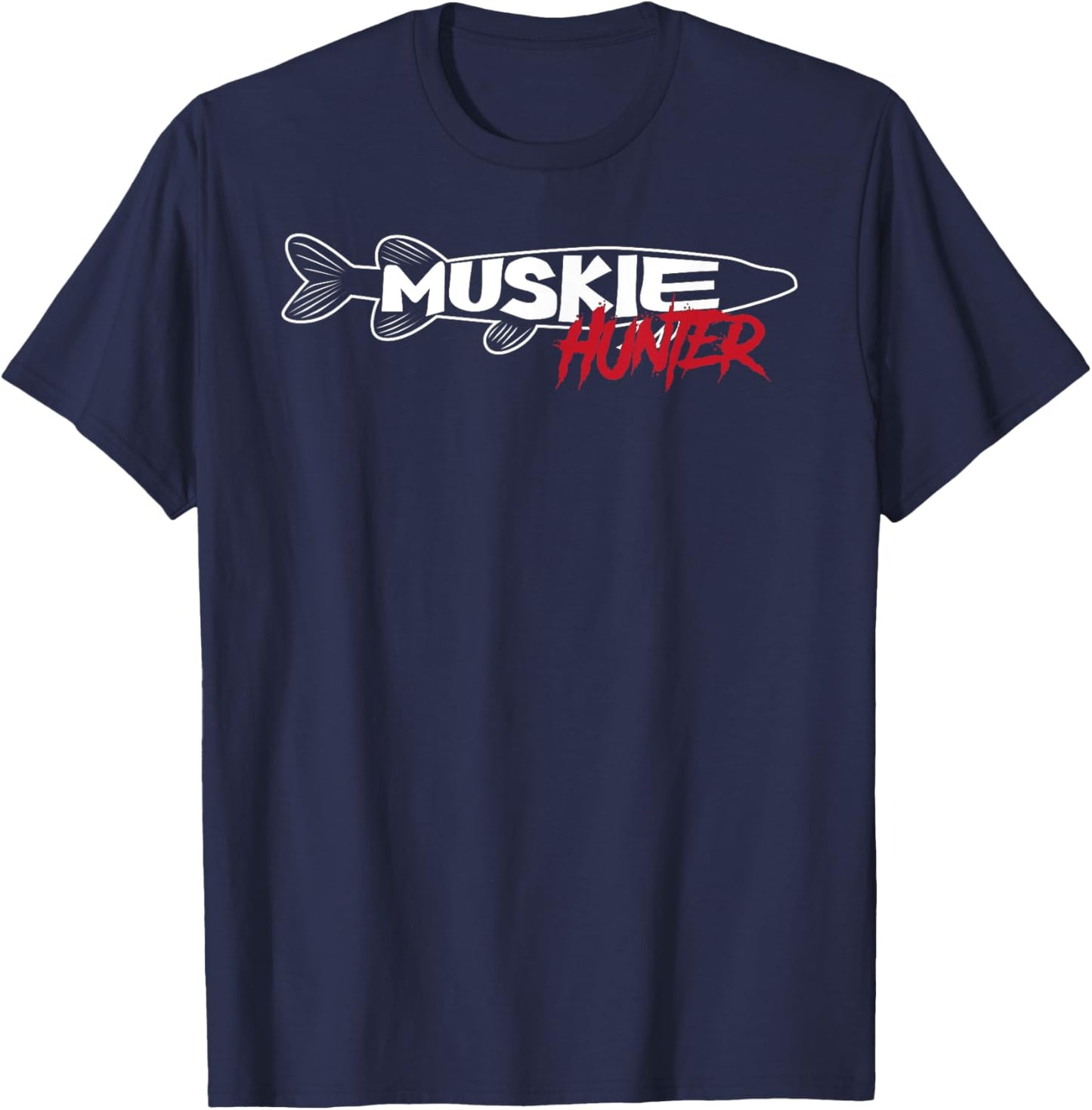 Muskie Hunter | Cute Esox Musky Fishing Lovers Gift T-Shirt - T-Shirt | Navy