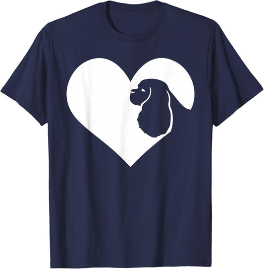 CKC Heart Silhouette Cavalier King Charles Spaniel T-Shirt - T-Shirt | Navy