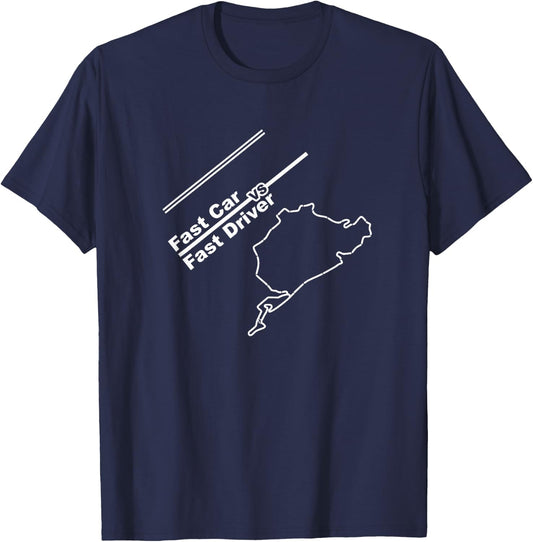 Car Enthusiast Shirts: Fast Car vs Fast Driver T-Shirt - T-Shirt | Navy