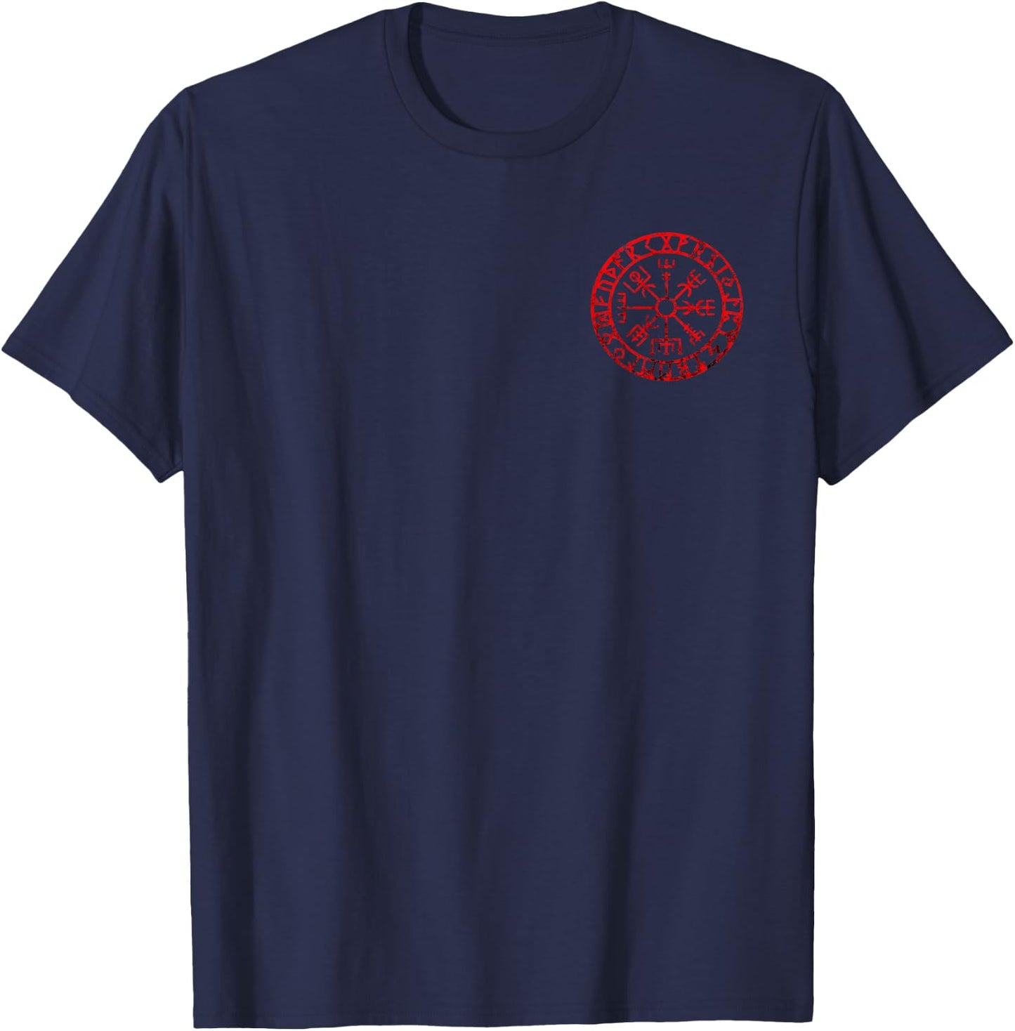 Norse Vegvisir Symbol Valhalla Viking Compass Odin Pagan T-Shirt - T-Shirt | Navy